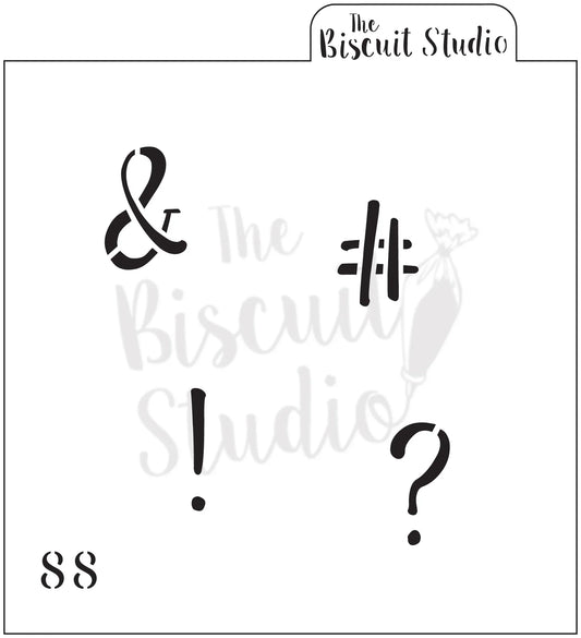Stencil set featuring ampersand, hashtag, exclamation mark, and question mark symbols