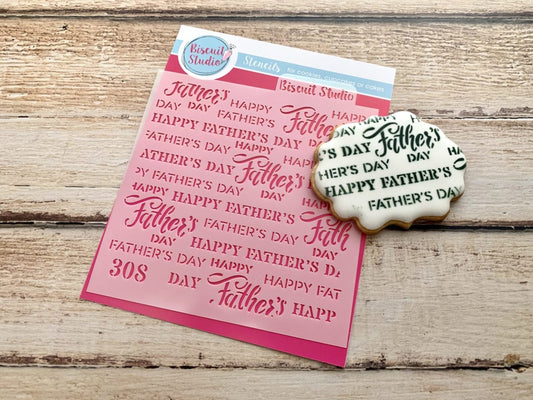 Happy Father's Day background cookie stencil – food safe cookie stencil by Biscuit Studio