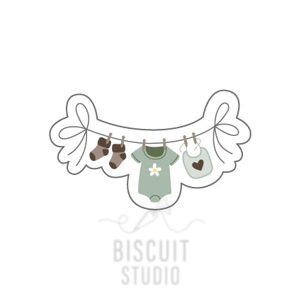 Hanging baby clothes cookie cutter