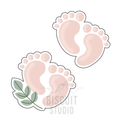 Baby feet (with foliage) cookie cutter
