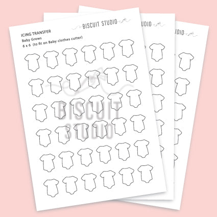 Baby grow icing transfer template