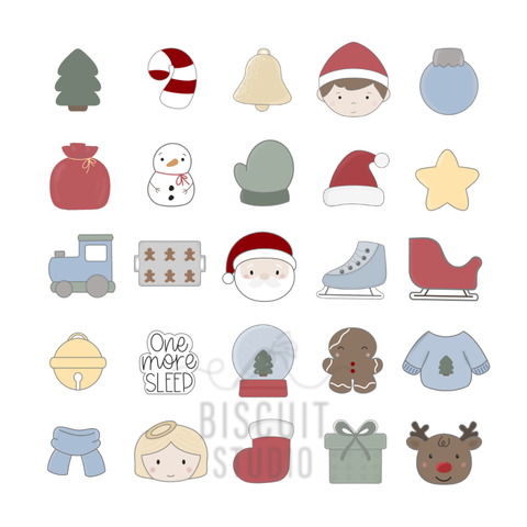 Christmas advent 4.5cm Cookie Cutter Set of 25