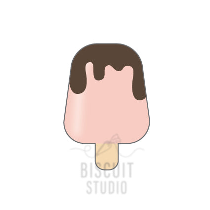 A cookie cutter with a round shape resembling a ice lolly by Biscuit Studio.