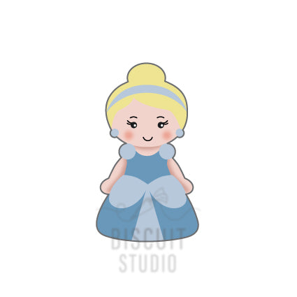 Princess cookie cutter in blue dress by Biscuit Studio