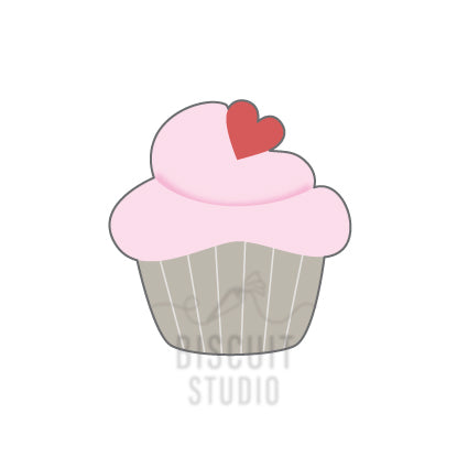 Cupcake With Heart Cookie Cutter – food safe PLA cookie cutter by Biscuit Studio