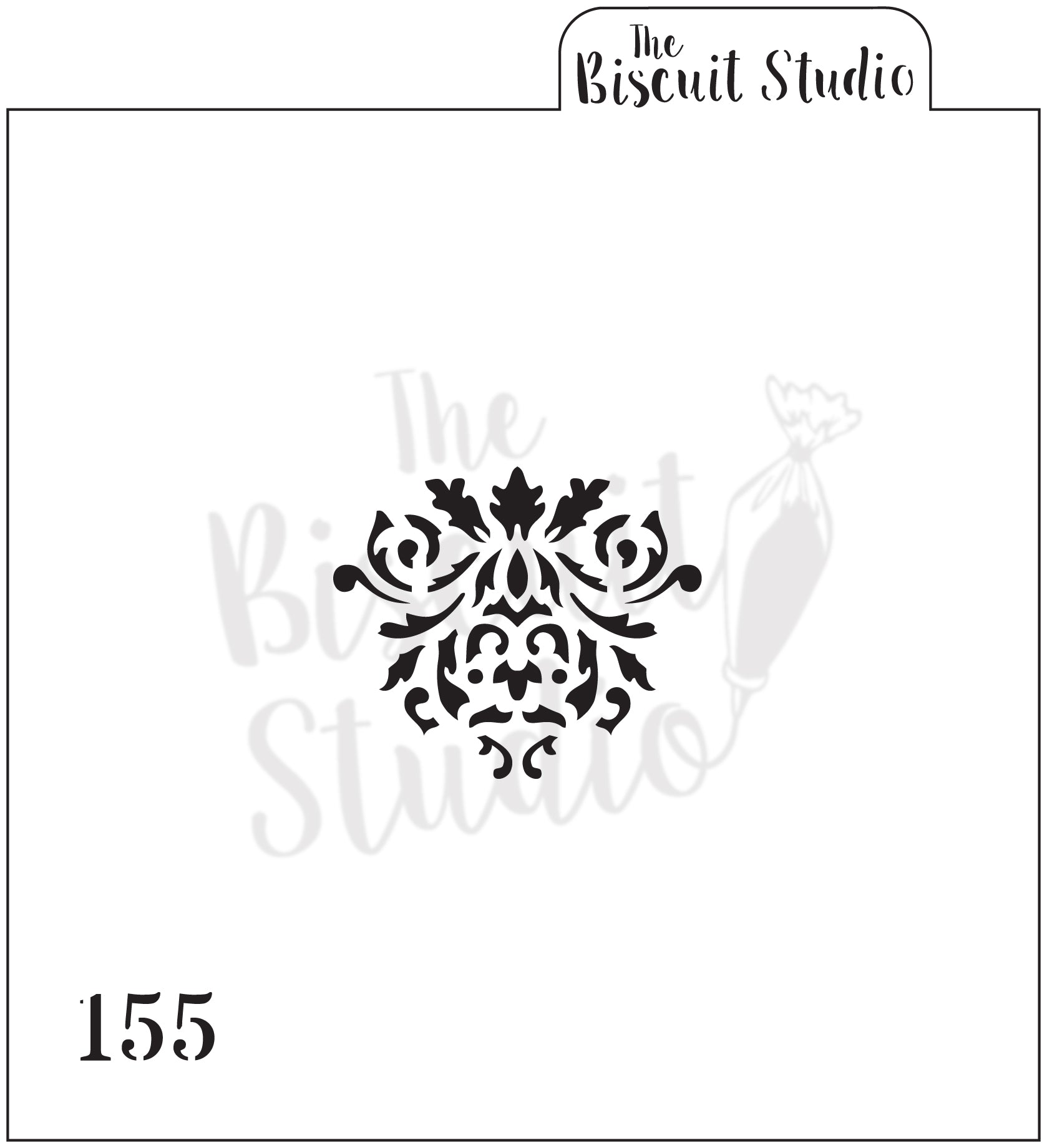 Damask single pattern cookie stencil (1) – biscuit studio