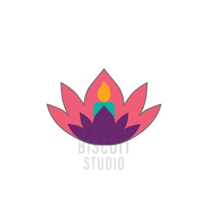 Colorful diwali lamp with a stylized flower design cookie cutter