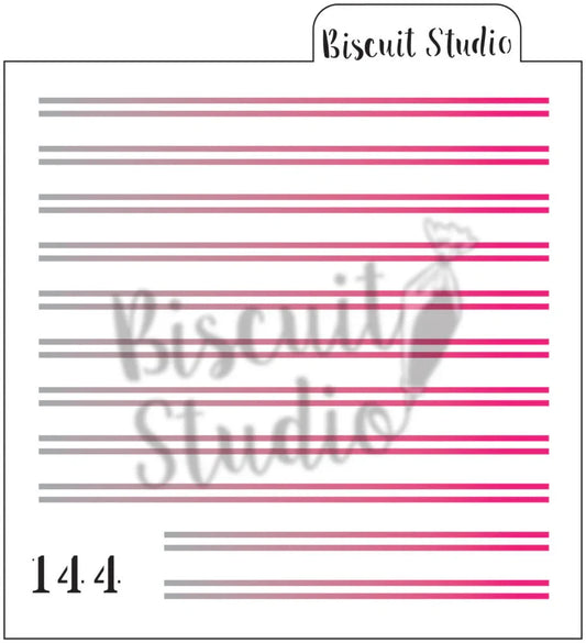Double stripe cookie stencil with alternating pink and grey lines, product code 144