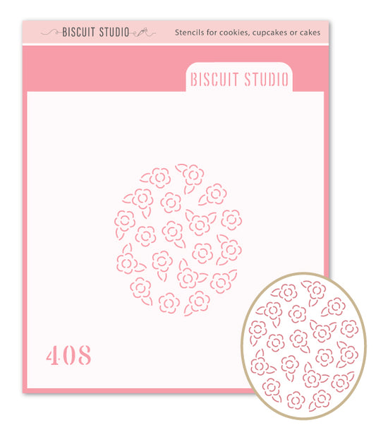 Egg design, flowers cookie stencil
