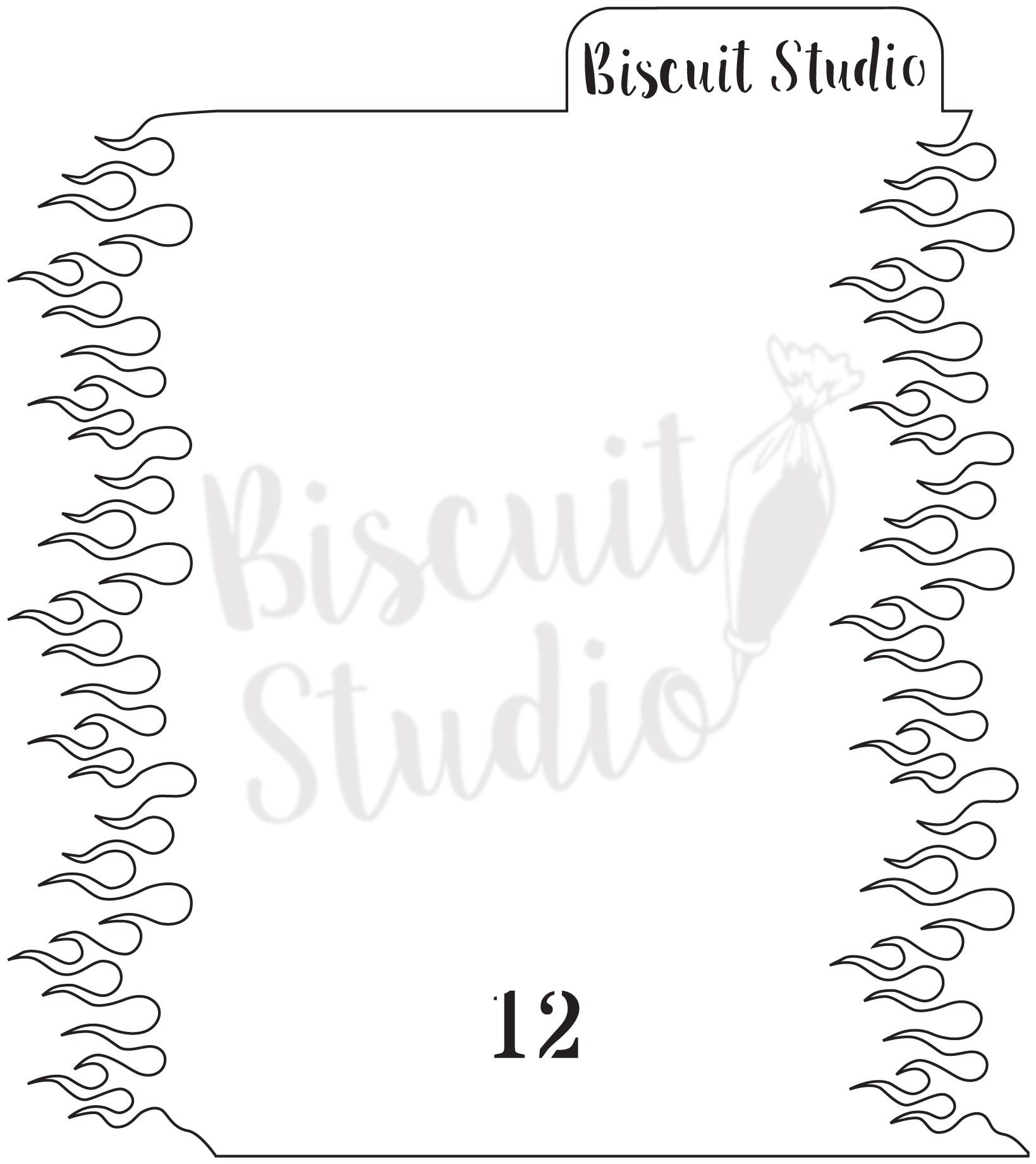 Flame edge cookie stencil