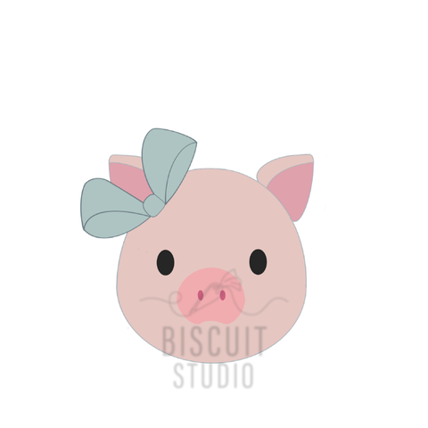 Pig face with Bow Cookie Cutter