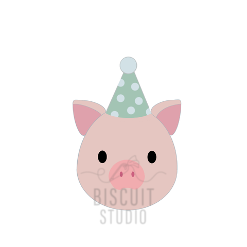 Pig Face With Hat Cookie Cutter
