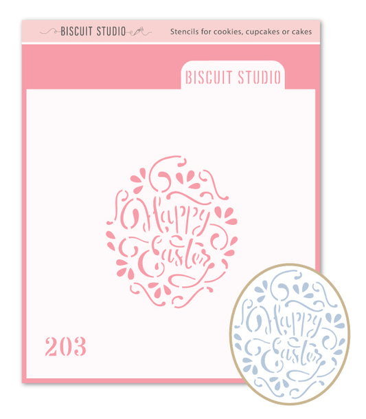 Happy Easter egg design cookie stencil – food safe cookie stencil by Biscuit Studio