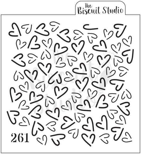 Hearts outline background cookie stencil