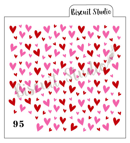 Mixed hearts cookie stencil
