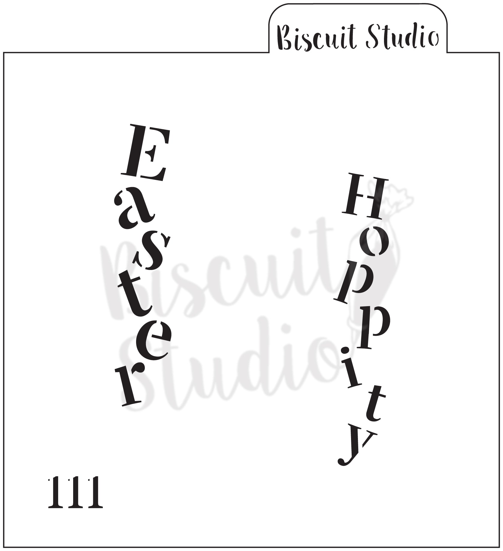 Easter words (vertical) cookie stencil