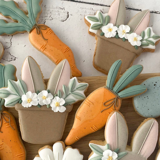 Bunny ears in a pot cookie cutter