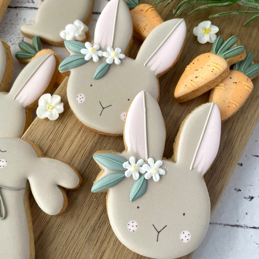 Floral bunny face cookie cutter