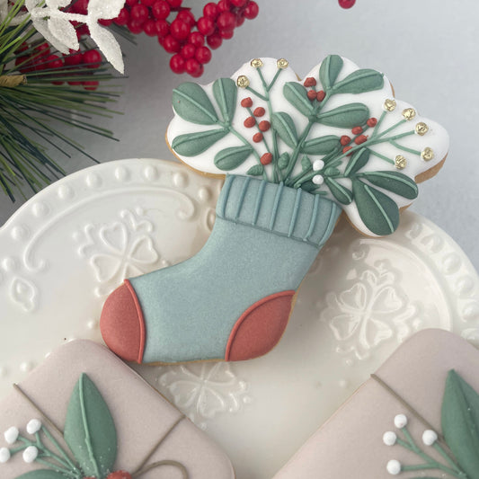 Stocking With Foliage Cookie Cutter