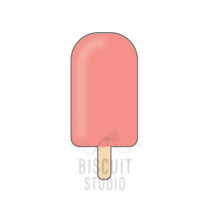 A tall ice lolly cookie cutter in pink designed by Biscuit Studio