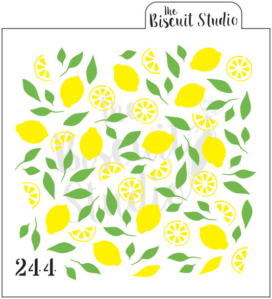 Lemons & leaves background cookie stencil