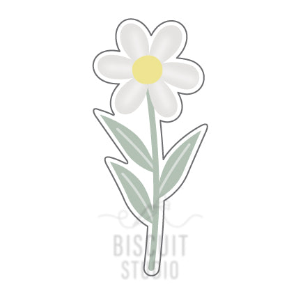 A long stem daisy cookie cutter by Biscuit Studio.
