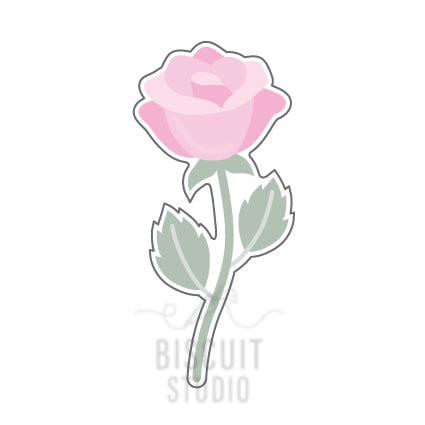A long stem rose cookie cutter design by Biscuit Studio.