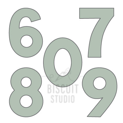 Mini numbers 0,5-9 cookie cutter set