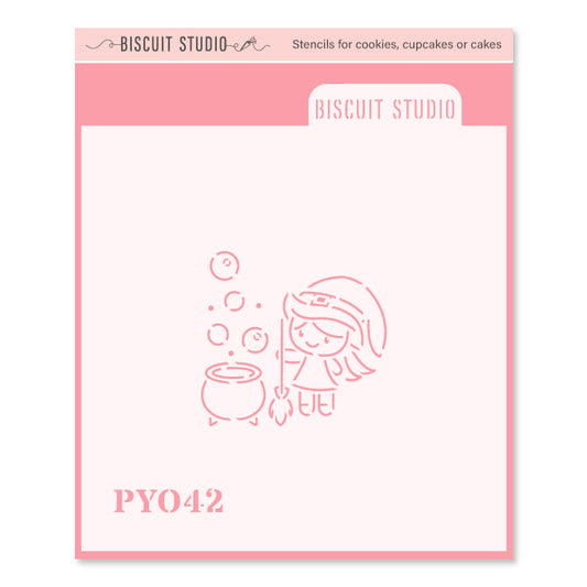 Witch and cauldron PYO cookie stencil