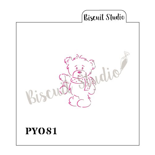 Teddy with bauble PYO cookie stencil