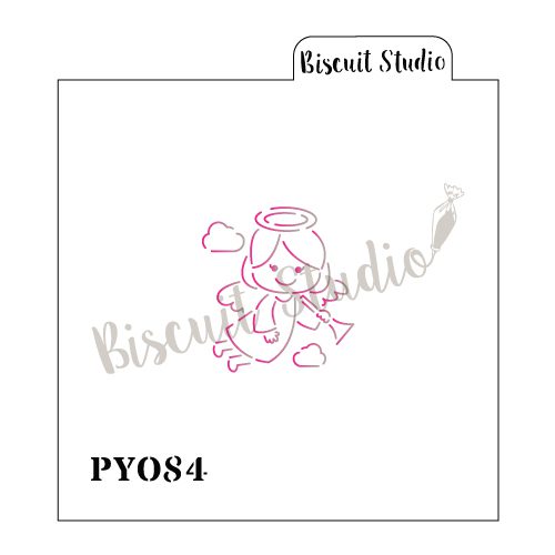 Cute flying angel PYO cookie stencil