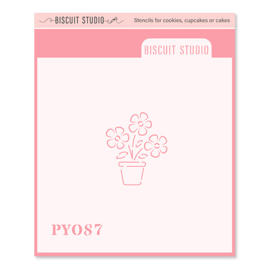 Spring flowers in pot PYO cookie stencil