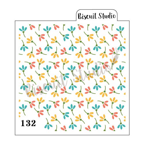Half daisy background cookie stencil