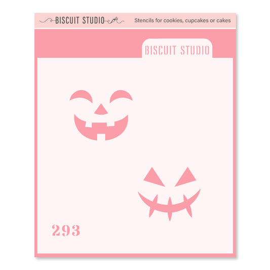 Large pumpkin faces cookie stencil