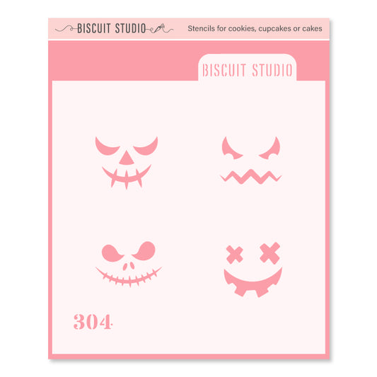 Small pumpkin faces cookie stencil