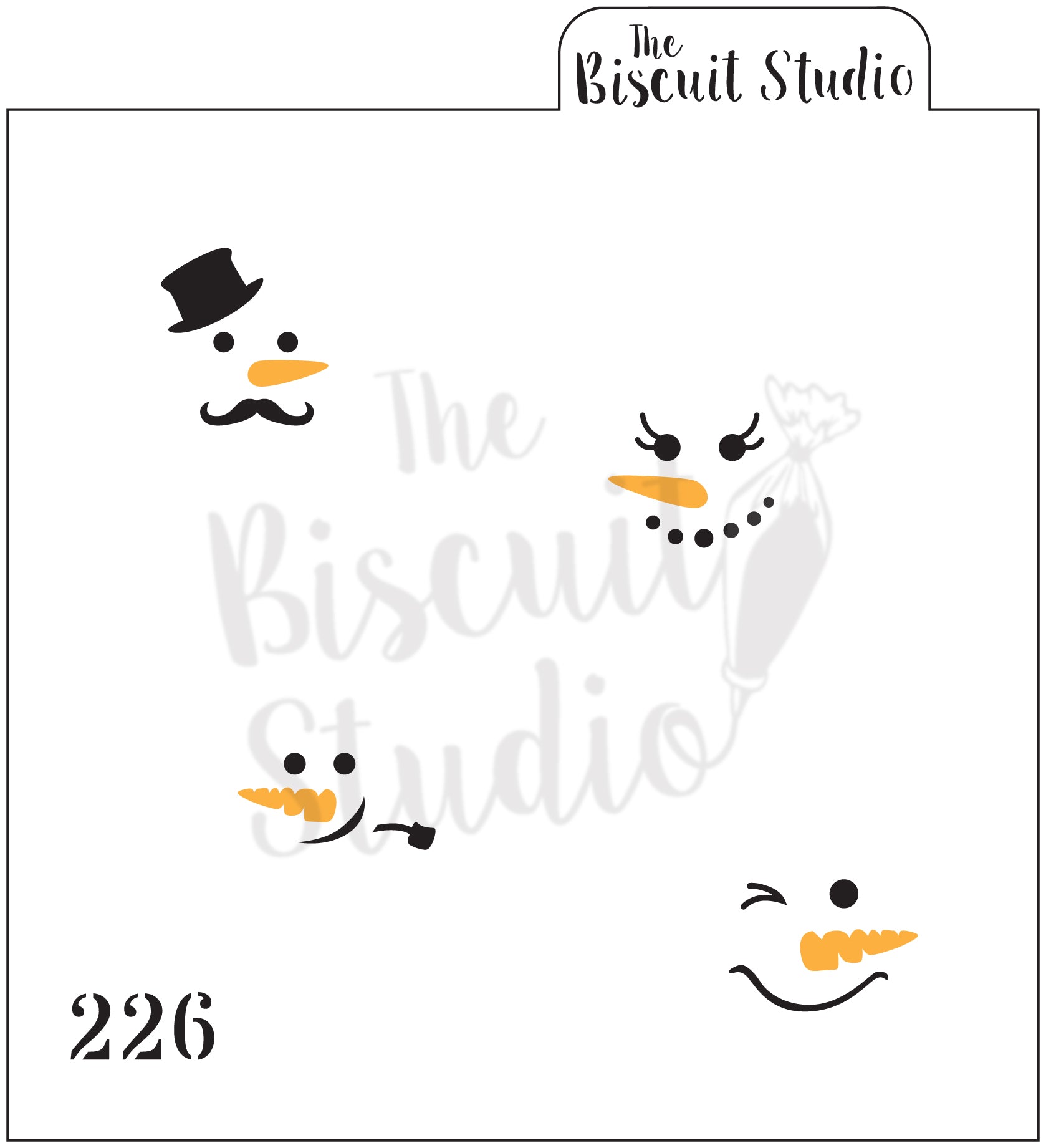 Small snowman face cookie stencils (2 set)