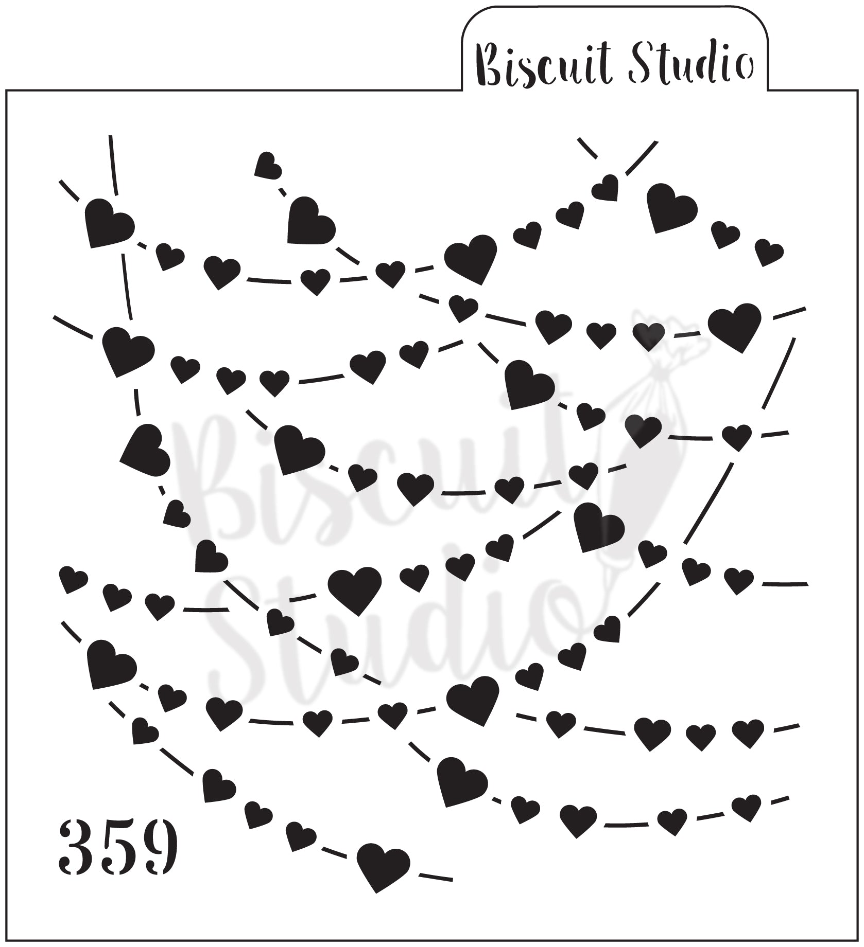 String of hearts background Cookie Stencil