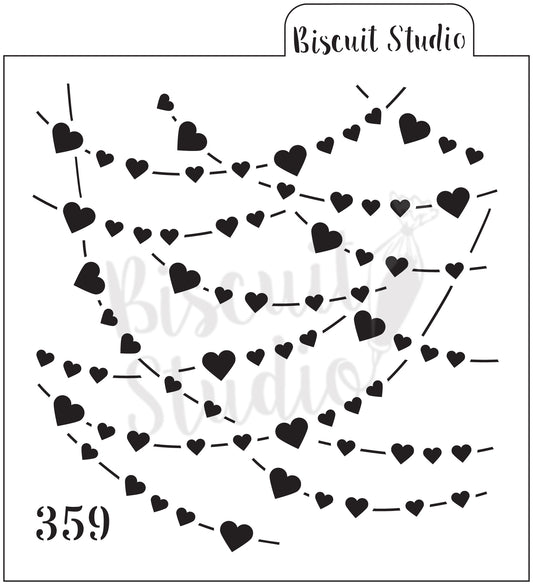 String of hearts background Cookie Stencil