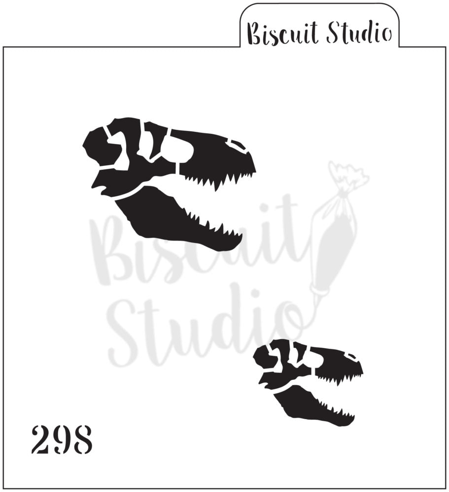 Dinosaur T-Rex skeleton head cookie stencil