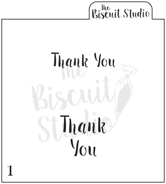 Two 'Thank You' messages in stylish black font on a white card design template.