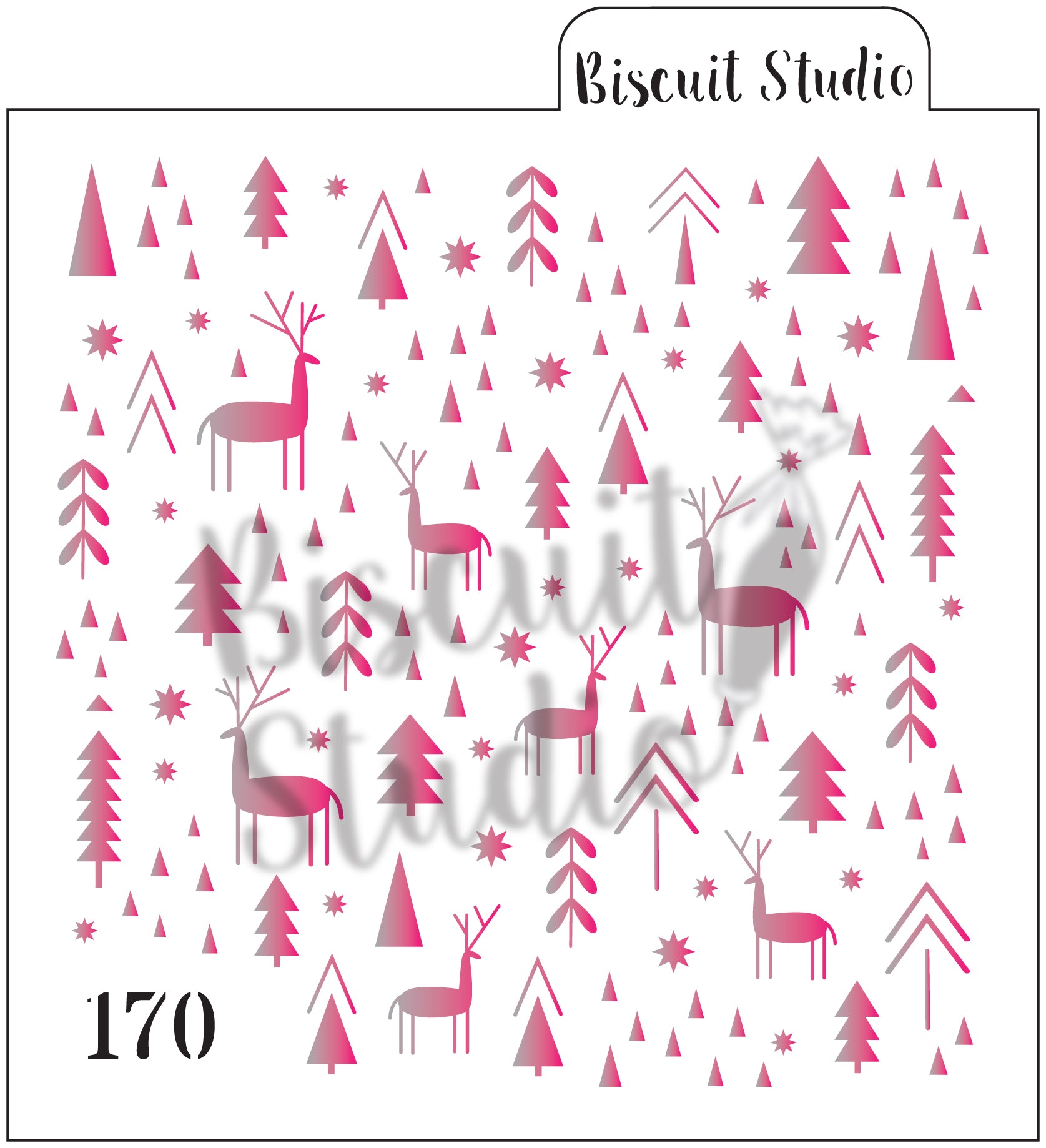 Reindeer & trees background cookie stencil