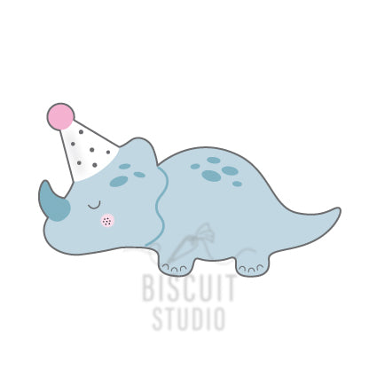 Triceratops With Party Hat Cookie Cutter by Biscuit Studio
