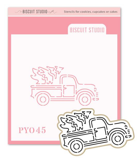 PYO Truck with Tree cookie stencil