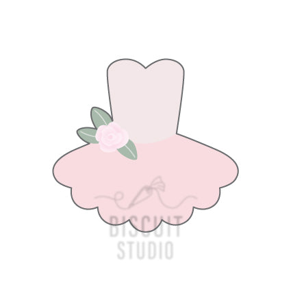 Ballet tutu with florals Cookie Cutter – food safe PLA cookie cutter by Biscuit Studio