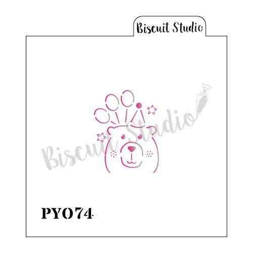 Bear with balloons PYO cookie stencil