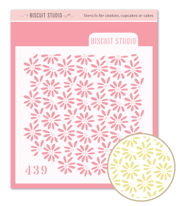 Biscuit Studio cookie stencil with floral daisies pattern