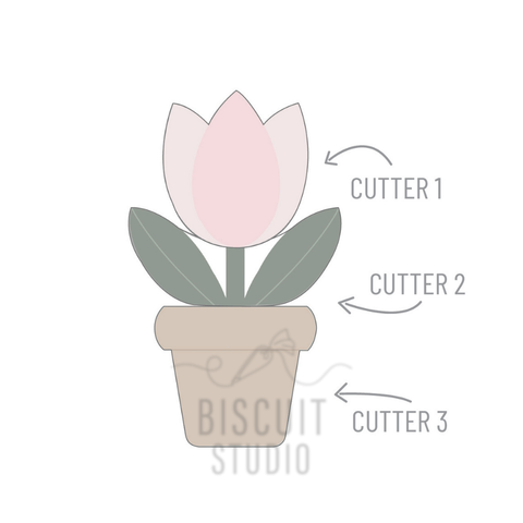 Tulip pot set of Cookie Cutters