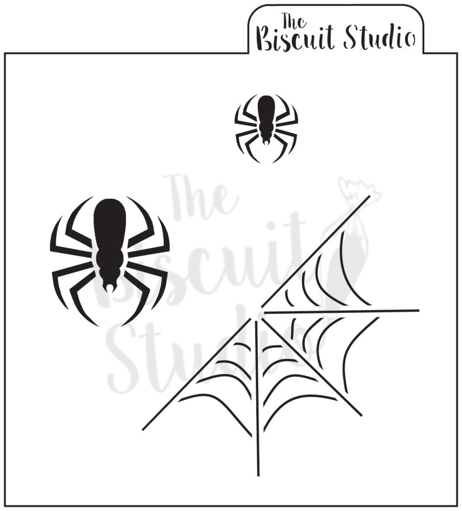 Spiderweb with spiders cookie stencil