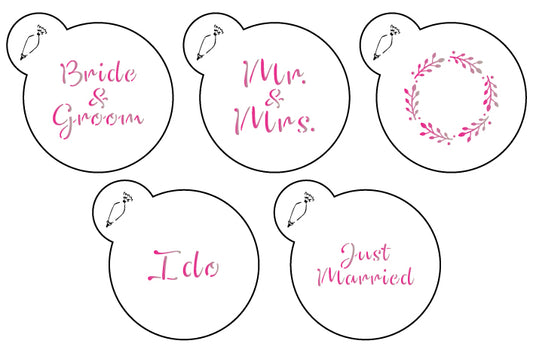 Mini wedding saying cookie stencils (pack of 5)