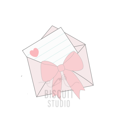 Envelope with bow V2 cookie cutter – food safe PLA cookie cutter by Biscuit Studio